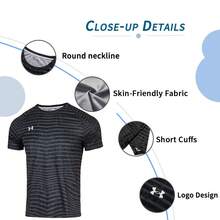 Under Armour 男女通用短袖针织T恤，适合户外健身训练，24500510-001 - 黑色 - 查看 2
