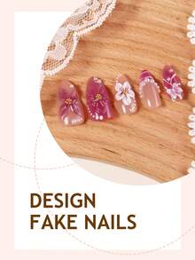 10 móng tay giả acrylic họa tiết hoa Y2K kiểu Pháp, hình dáng trung bình, hình hạnh nhân, bộ móng giả 3D ba chiều tự làm với ngọc trai trắng/hình bướm trang trí, thích hợp cho tiệm nail, các bạn nữ, sử dụng hàng ngày, lễ hội và làm quà tặng. - Nhiều màu - Xem 3