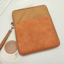 1pc Polyester Material Pink Lightweight Zipper Large Capacity Multi-Layer Electronic Notebook With Padded Travel Protective Case, Suitable For 8"/11"/12.9" Tablets - Brown - View 13