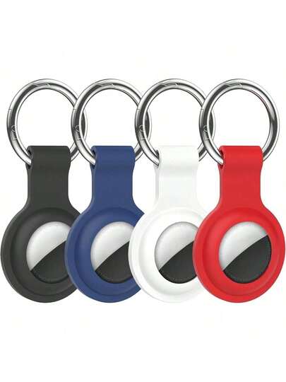 EstiloTendenciaYabely 4 Pcs Fundas AirTag Para Apple AirTag 2021, AntipéRdida Para AirTags, Compatible Con Llavero AirTag, AntiarañAzos Para AirTags, Funda Protectora Para Apple AirTags (Blanco/Negro/Azul/Rojo)Calidad PremiumVersióN Mejorada
