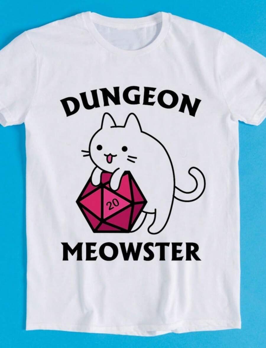 Dungeon Meowster Dragons Monster I Ll Die RPG Meme Shirt Funny Style Unisex Gamer Cult Mov - trắng - Xem 1