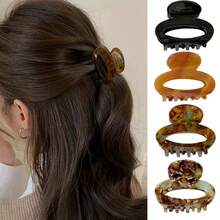 1件装女士时尚优雅动物纹椭圆形小发夹，马尾辫/半扎发造型发饰，适合日常佩戴，波西米亚风优雅