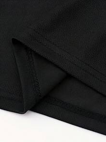 [Sporty T-Shirt]New Style Klein Letter Pattern Print Men'S T-Shirt, Sporty And Comfortable. Creative Design Suitable For Both Men And Women, Casual Men'S Sports T-Shirt, Solid Color Print T-Shirt.Relaxed Plus Size T-Shirt - 黑色 - 查看 5