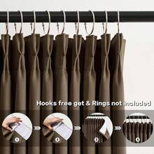 Brown Blackout Curtains 96 Inches Long,Soft Polyester Faux Silk Floor Length Pinch Pleats Panels Drapery For Bedroom, Living Room, Office, Hotel, 40" W X 96" L, Set Of 2, Dark Chocolate - Brown + 40"W X 96"L (Pack Of 2) - View 2