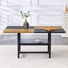 Rectangular Dining Table In Industrial Design, 160x90x76 Cm, For 4-6 People, Brown/Black, With Multifunctional Storage Shelf, For Living Room, Kitchen & Dining Area. - 黑色 - 查看 5