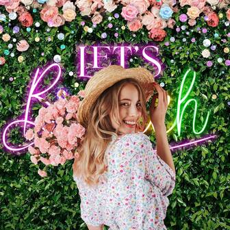 1 pieza Pancarta decorativa con diseño de flor rosa neón y hoja verde (210 x 150 cm / 150 x 100 cm / 100 x 75 cm), patrón floral rústico y romántico para decoración de boda, fiesta, jardín, césped o estudio fotográfico