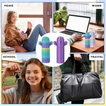 Little Ouchies Pain Fidget, 2PCS Pain Stim Fidget Toy For Adults, Spiky Grippie Tool, 3D Printed Stim Sensory Toys Keychain Pendant For Anxiety Stress Relief, Gifts For Adult With Autism ADHD(Cactus - Purple & Rainbow 2-Pack) - 彩色 - 查看 6