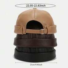Adjustable PU Leather Brimless Cap - Pure Black Vintage Dockworker Hat, Not Sports Wear And Casual Winter Hat, Easy Care Durable Design - 1 vật phẩm ngẫu nhiên - Xem 8