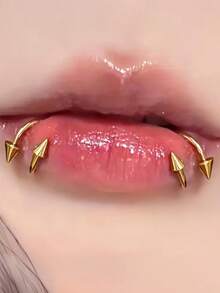 2件套不锈钢朋克风S形弯铆钉球唇环，时尚个性饰品，适合日常穿搭，也适合派对和节日，百搭配饰，休闲度假皆宜。 - 彩色 - 查看 1