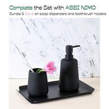 Dispensador de jabón de cerámica negro mate dispensador de encimera de baño o cocina recargable de 13 onzas con revestimiento de goma suave al tacto - NegroMate - Ver 6