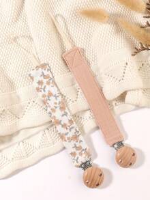 2pcs Baby Pacifier Chain, Fashion Printed Pacifier Clip & Wooden 3-Hole Pacifier Clip, Suitable For Baby Boys And Girls, Daily Use Gift - Multicolor - View 15