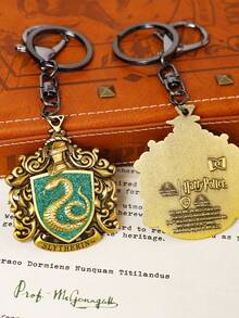 Harry Potter 1个复古霍格沃茨魔法世界四大学院钥匙扣，复古哈利波特格兰芬多、斯莱特林、赫奇帕奇、拉文克劳学院钥匙圈，适用于包包、手机壳装饰，粉丝配件钥匙扣，返校礼物 - 彩色 - 查看 10