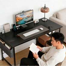 Mesa Auxilia Escritorio Minimalista Mueble Escritorio Para Oficina - Negro - Ver 4