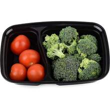 10/20/50个装可重复使用带盖双格餐盒，坚固防漏，适用于微波炉、冰箱、洗碗机，方便外带，黑色 - 黑色 - 查看 3