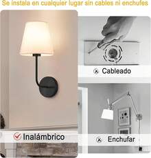 Lámpara de Pared Inalámbrica 2 Pack, KUAEAY Aplique de Pared Recargables con 2 Bombillas Magnéticas de 2000mAh, Control remoto, 12 RGB colores Regulables, Luz para Dormitorio, Sala de Estar, Pasillo - Nergo - Ver 7