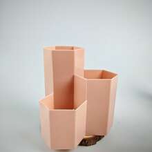 3-In-1 Nordic Style Hexagon Desktop Stationery Organizer Pen Holder - Three-compartment Diamond-shaped Pen Holder - View 4