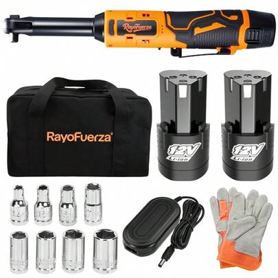 Inalámbrica Pistolas Impacto Llave De Trinquete Eléctrica 12V con 2 Baterías