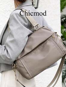 Bolso de mano de nailon multicapa, bolso cruzado de gran capacidad, bolso de hombro impermeable y ligero, adecuado para compras, llevar carteras, salidas casuales, también adecuado para mujeres jóvenes, estudiantes universitarios, recién casados, trabajadores de oficina y otros grupos. Muy adecuado para oficina, escuela, trabajo, negocios, viajes al trabajo, actividades al aire libre, viajes y salidas. - Gris - Ver 2