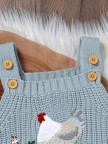 Cute Chicken Pattern Jumpsuit, Suitable For Spring, Autumn/Winter, Fit For Baby Boys And Girls - Blue - View 10