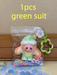 1个最新款白兔玩偶，适合3岁儿童，PVC材质，毛绒材质，配有精致花朵钥匙扣和透明保护袋，袋身饰有可爱的闪光爱心图案，适合作为开学季、毕业季、情人节、新年礼物，限量版。 - 彩色 - 查看 6