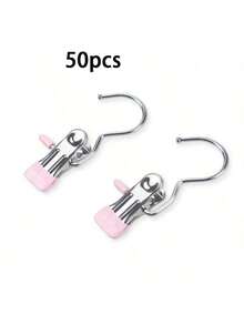50个简易不锈钢夹子，多用途单钩夹，适用于裤子、裙子，防风衣夹，衣架，节省空间的家居收纳用品，适用于卧室、衣柜、宿舍、家庭使用 - 彩色 - 查看 27