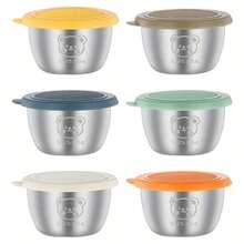 6-Piece Set, Stainless Steel Teddy Bear Sauce Cup With Lid, Reusable Leak Proof Plastic Lid Seasoning Cup, Salad Dressing Container, Barbecue Sauce Seasoning Plate Combination, Cheese Sauce Cup, Creative Tomato Sauce Cup, Kitchen Supplies - 6種不同顏色的醬料杯 - 查看 9