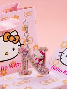 SANRIO Móc khóa túi xách hình Hello Kitty dễ thương bằng acrylic xuyên biên giới, gồm 26 chữ cái tiếng Anh, đang thịnh hành. - Nhiều màu - Xem 16