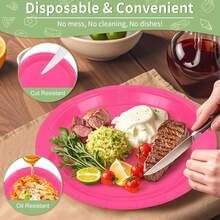 1pc Thick Party Paper Plates Set, 9-Inch And 7-Inch Round Disposable Paper Plates, Suitable For Daily Meals, Weddings, Christmas, Picnics - Multicolor - View 10