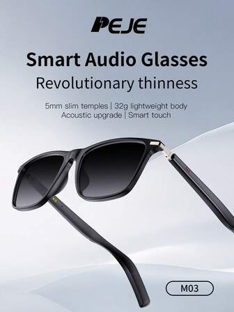 PEJE M03智能眼镜，开放式蓝牙骨传导音频眼镜，内置麦克风，适用于音乐和通话