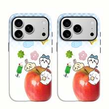 Lindos personajes y deliciosa funda para teléfono Apple Compatible con fundas para teléfonos   17  16 Pro Max  15 Pro Max  13 y  12 Duradera, a prueba de golpes y elegante Una excelente opción para familiares, amigos, seres queridos, novios, novias y regalos de Navidad y Año Nuevo. - Blanco - Ver 1