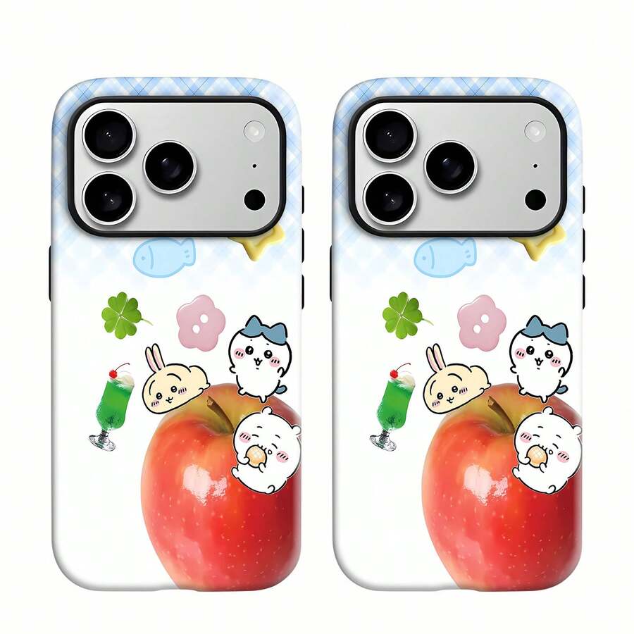 Lindos personajes y deliciosa funda para teléfono Apple Compatible con fundas para teléfonos 17 16 Pro Max 15 Pro Max 13 y 12 Duradera, a prueba de golpes y elegante Una excelente opción para familiares, amigos, seres queridos, novios, novias y regalos de Navidad y Año Nuevo. - Blanco - Ver 1