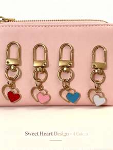 4pcs/Pack Cute Heart Shaped Keychains, Creative Heart Keychains Gift, Metal Material, Suitable For Students, Graduation Season, Teacher Gifts - Multicolor 1 - View 7