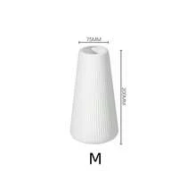 3pcs Modern T-Shaped Nordic Style Plastic Vases, White And Black, Textured, Shatterproof, Multiple Sizes 24.89/20.07/13.97cm, Minimalist Centerpiece Decor For Living Room, Dining Table, Holds Fresh Flowers, Tulips Or Artificial Flowers, Home Decor Gift - White - View 8