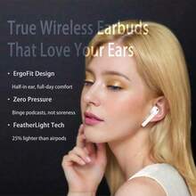 Newmine Bluetooth Headphones T2S: Long Battery Life, Immersive Sound, Bluetooth V5.3 Chip, Imperceptible Latency, Composite Titanium Diaphragm, Touch Controls, Compatible With Apple And Android, And Features A Lightning Connector. - White - View 5