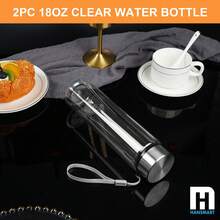 HANSMART 2-Pack 18oz Reusable Water Bottles – PET Body, Stainless Steel Lid - Bạc - Xem 4