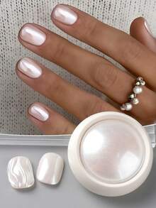 2件装黑色魔镜镀铬美甲粉 - 镜面闪粉，极光电镀白色珠光冰透明美人鱼美甲闪粉装饰，Y2K黑色，适合美甲师和DIY爱好者 - 黑與白 - 查看 3