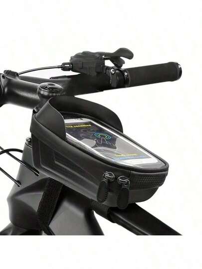 Fashionable Black Bicycle Phone Holder Bag - Made Of Durable EVA Material, With Adjustable Shoulder Strap And Rain Cover, Suitable For Phones Under 6.8 Inches, An Ideal Cycling Accessory, Cycling Accessory Bag | Ultra-Thin Black Bicycle Bag | Sturdy And Durable
