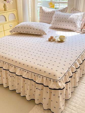 ชุดผ้าคลุมเตียงระบายคู่ลายดอกไม้สไตล์โบฮีเมียน 3 ชิ้น (ผ้าคลุมเตียง 1 ชิ้น + ปลอกหมอน 2 ใบ) สไตล์ชนบทที่สดใหม่และสง่างาม เหมาะสำหรับเตียงคู่/เตียงเดี่ยว เครื่องนอนในห้องนอน ทุกฤดูกาล