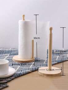 Wood Paper Towel Holder Kitchen Roll Paper Towel Holder Bathroom Tissue Vertical Stand Anti-Skid Base Paper Towel Storage Holder - Apricot - View 10