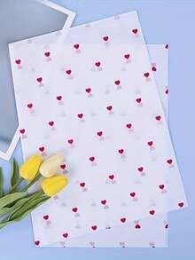 10pcs 27*19in Red Heart Wrapping Paper, Heart-Shaped Tissue Paper For Gift Packaging, Bouquet, Holiday Party Decor, Valentine's Day Atmosphere Decor, Wedding Party Small Gifts