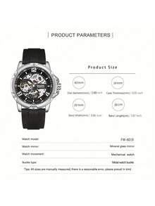 男士多功能机械表，双面镂空圆形夜光商务腕表，休闲时尚机械腕表，推荐作为礼物送给朋友或男友 FW-6019 - 均碼 - 查看 8