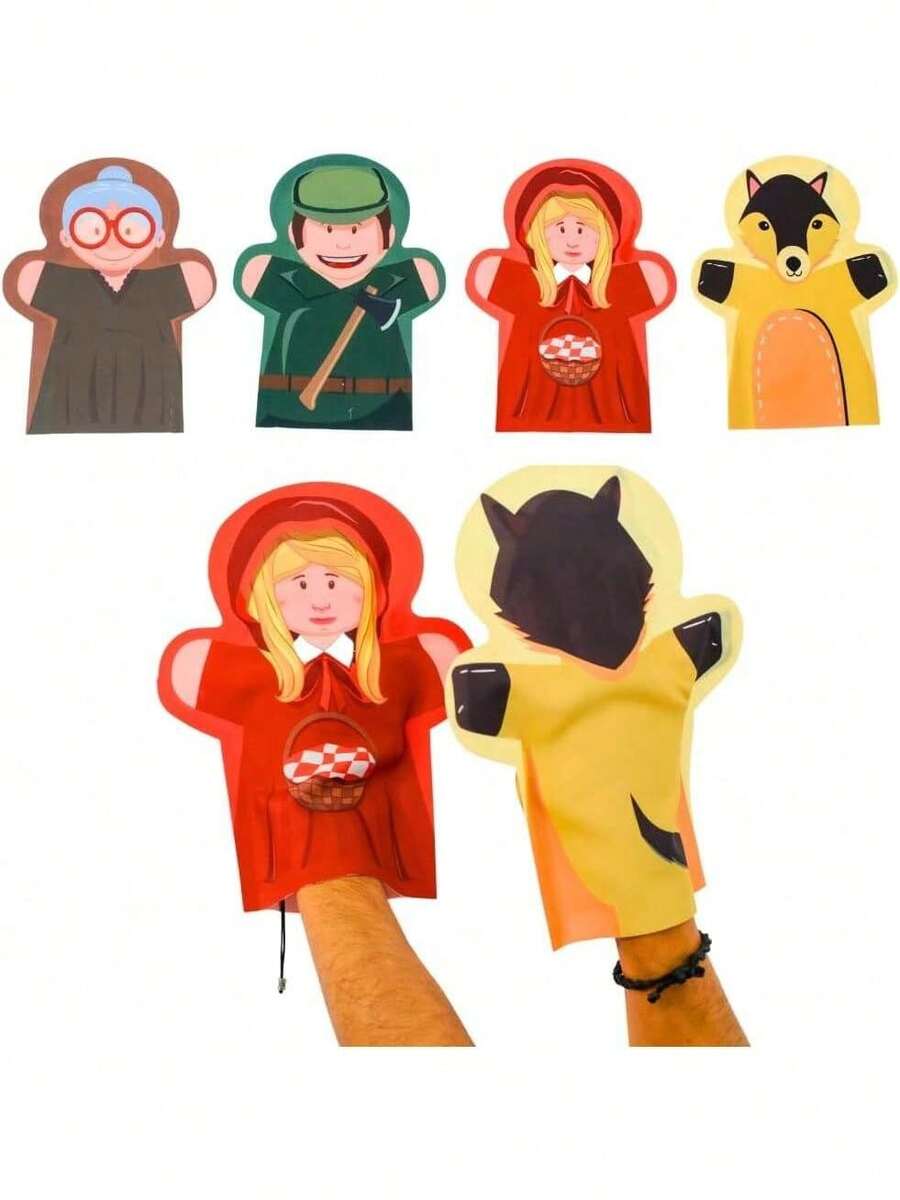 Estiloedudak TíTeres De Mano Para NiñOs De Caperucita Roja, 4 TíTeres, Cuentacuentos, Preescolar, MuñEcospara Juegos De Rol, Regalos De CumpleañOsVersióN Mejorada - 1 - Ver 1