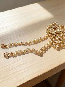 1 pieza Cadena de imitación de perlas de 60-110 cm, correa de hombro reemplazable para bolsos, correa de repuesto para bolso de bandolera larga - Blanco - Ver 5