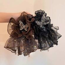 1PC New Rhinestone Mesh Acrylic Hair Clip, Women's Retro Elegant Shiny Rhinestone Butterfly Mesh Large Plate Hair Clip, Hair Claw, Suitable For Daily Wear And Holiday Parties - Multicolor - View 9