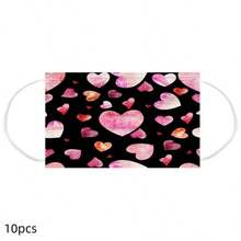 10pcs Heart-Shaped Face Masks, Valentine's Day Masks, Disposable Ear Loop Masks For Halloween, Christmas, New Year Gifts, Lightweight Lace Outdoor Masks, Dust-Proof, Windproof, UV Protection - Multicolor - View 11