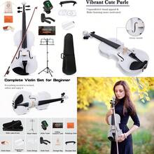 Odwmwhuh Acoustic Violin For Beginners 4/4 Full Size Acoustic Violin Fiddle For Teens Students Violin Starter Kit With Hard Case Shoulder Rest Bow Violin Music Stand And Strings White - White - View 7