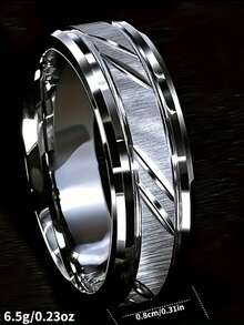 1PC 6/ 8MM Brushed Titanium Steel Couple Ring - Durable, Scratch Resistant, Fashionable - Perfect For Couple Proposal, Engagement, Wedding, Engagement Ring, Anniversary Gift - 8MM - View 3