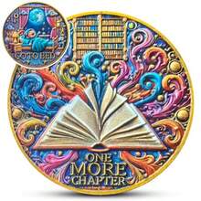 Decision Coin para lectores One More Chapter Go to Bed Challenge Token Divertida moneda de lectura aleación de zinc regalo para los amantes de los libros con funda protectora - como en la foto - Ver 1