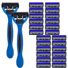 3-Layer Manual Shaving Razor Set For Men, With Non-Slip Handle And Multiple Replacement Blades - Perfect For Trimming Beard, Men's Grooming Set | Stylish Razor Design | Durable Shaving Razor Set, Beard Care Kit - Multicolor - View 12