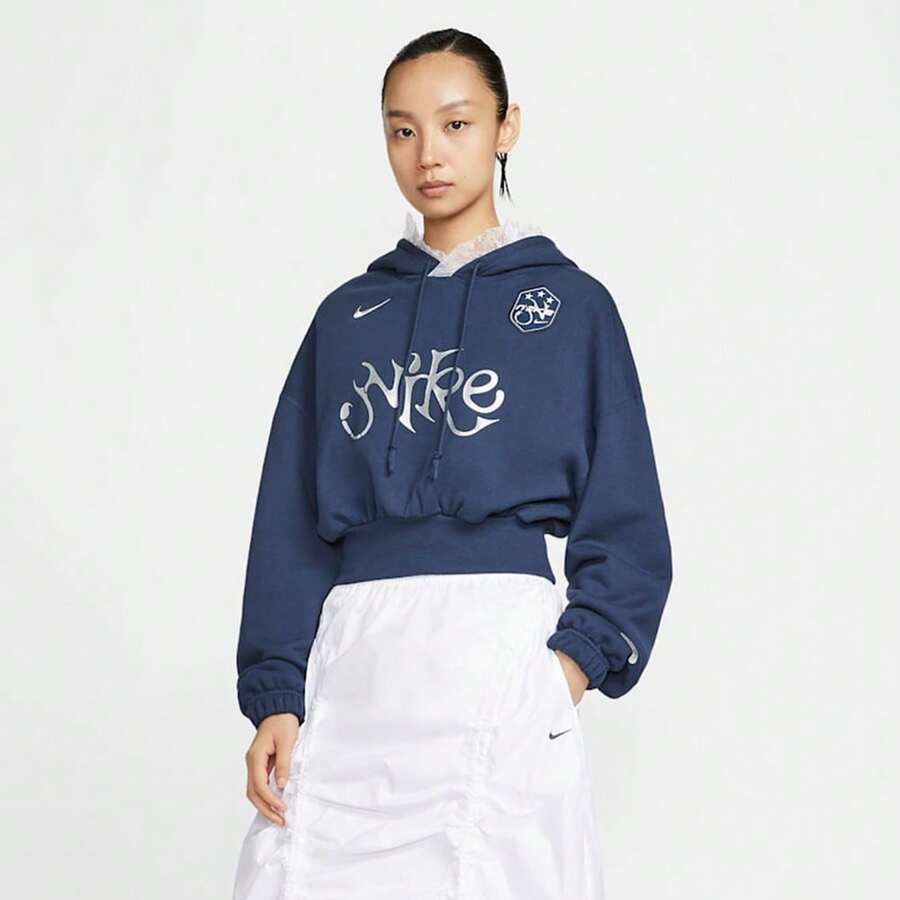 Nike Women's AS W NSW OS FLC CROP PO HDY Knit Hoodie IO0468-410